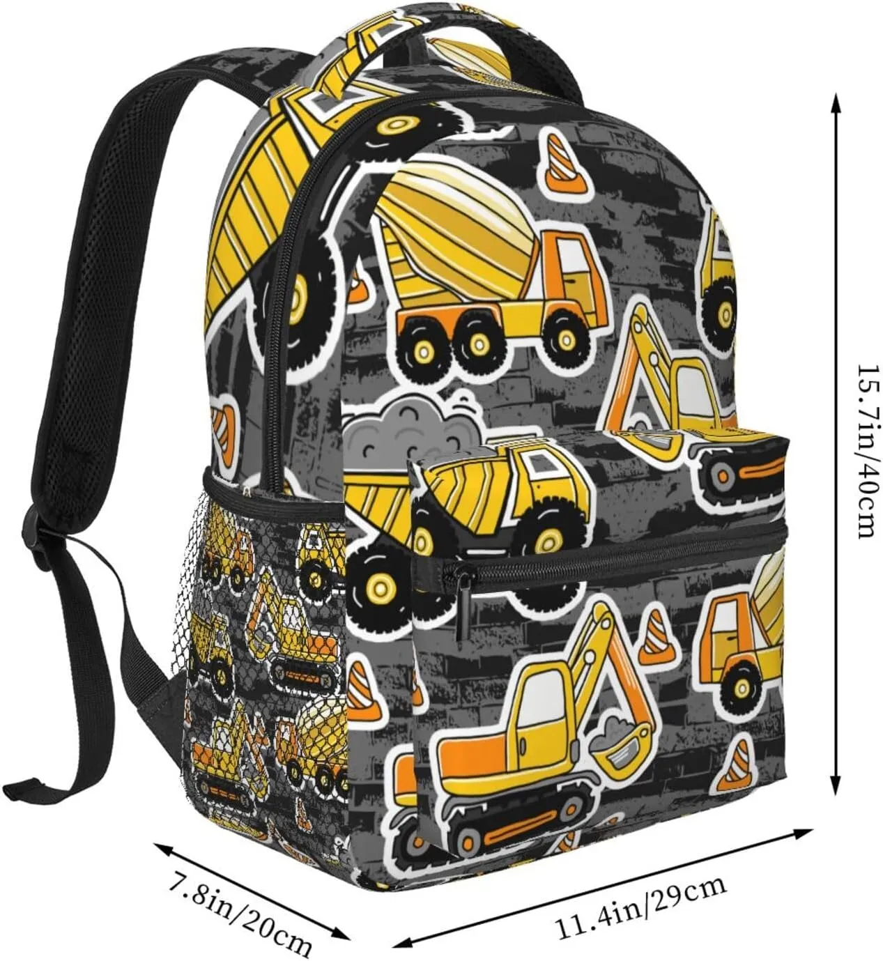 Cute Cartoon Construction Car Tractor Truck Backpack For School Laptop Bags Bookbag Big Casual Daypack For Student Girls Boys Kids Teens Travel Sports Work