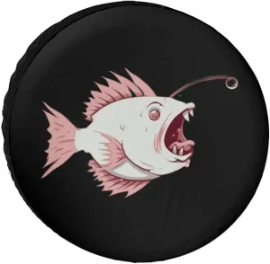 Cute Cartoon Lantern Fish Spare Tire Cover Oxford Coth Waterproof Wheel Cover Universal Fit 28inch