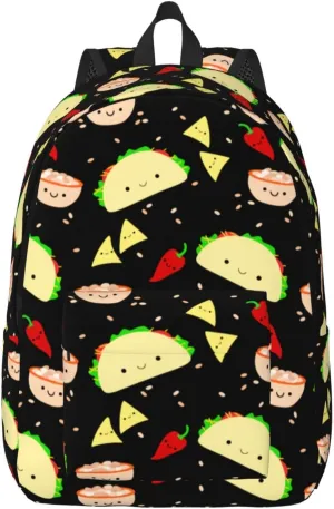 Cute Food Taco Backpack for Girls Boys Women Lightweight Canvas Bookbag Casual Daypack for Travel Outdoor Camping, 17 Inch