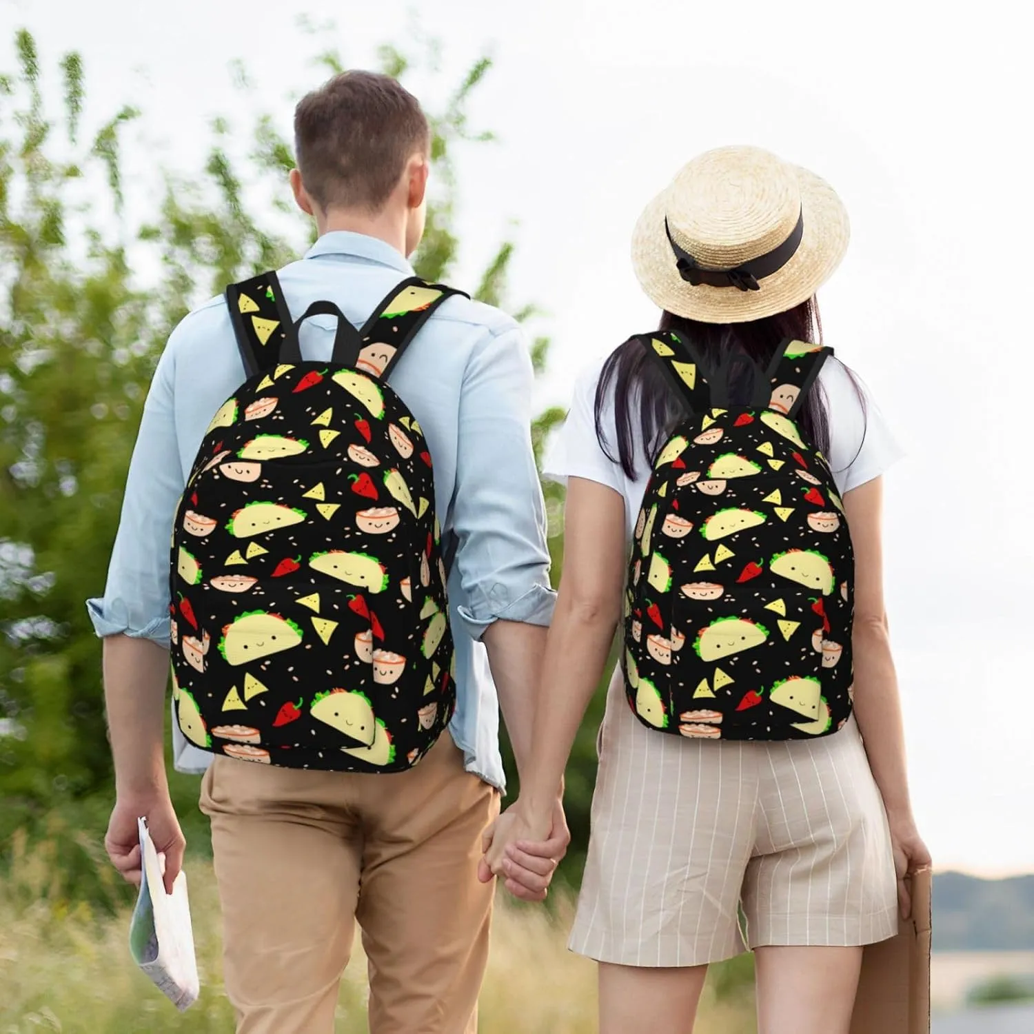 Cute Food Taco Backpack for Girls Boys Women Lightweight Canvas Bookbag Casual Daypack for Travel Outdoor Camping, 17 Inch