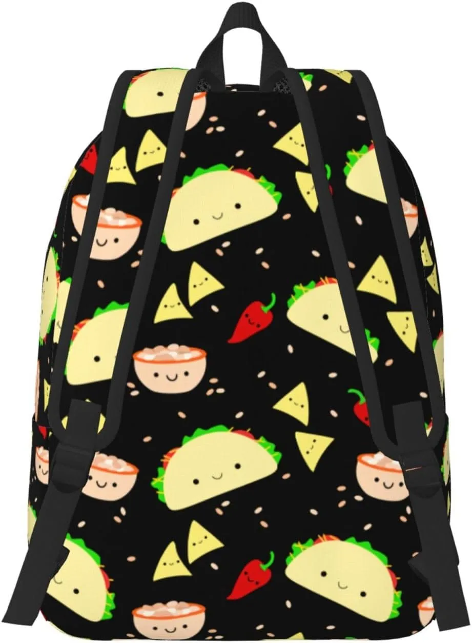 Cute Food Taco Backpack for Girls Boys Women Lightweight Canvas Bookbag Casual Daypack for Travel Outdoor Camping, 17 Inch