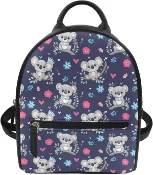 Cute Koala Print School Backpack for Teen Girls Small Bookbag Lightweight School Travel Shoulder Bag for Womens Casual Fashion Daypack,Blue