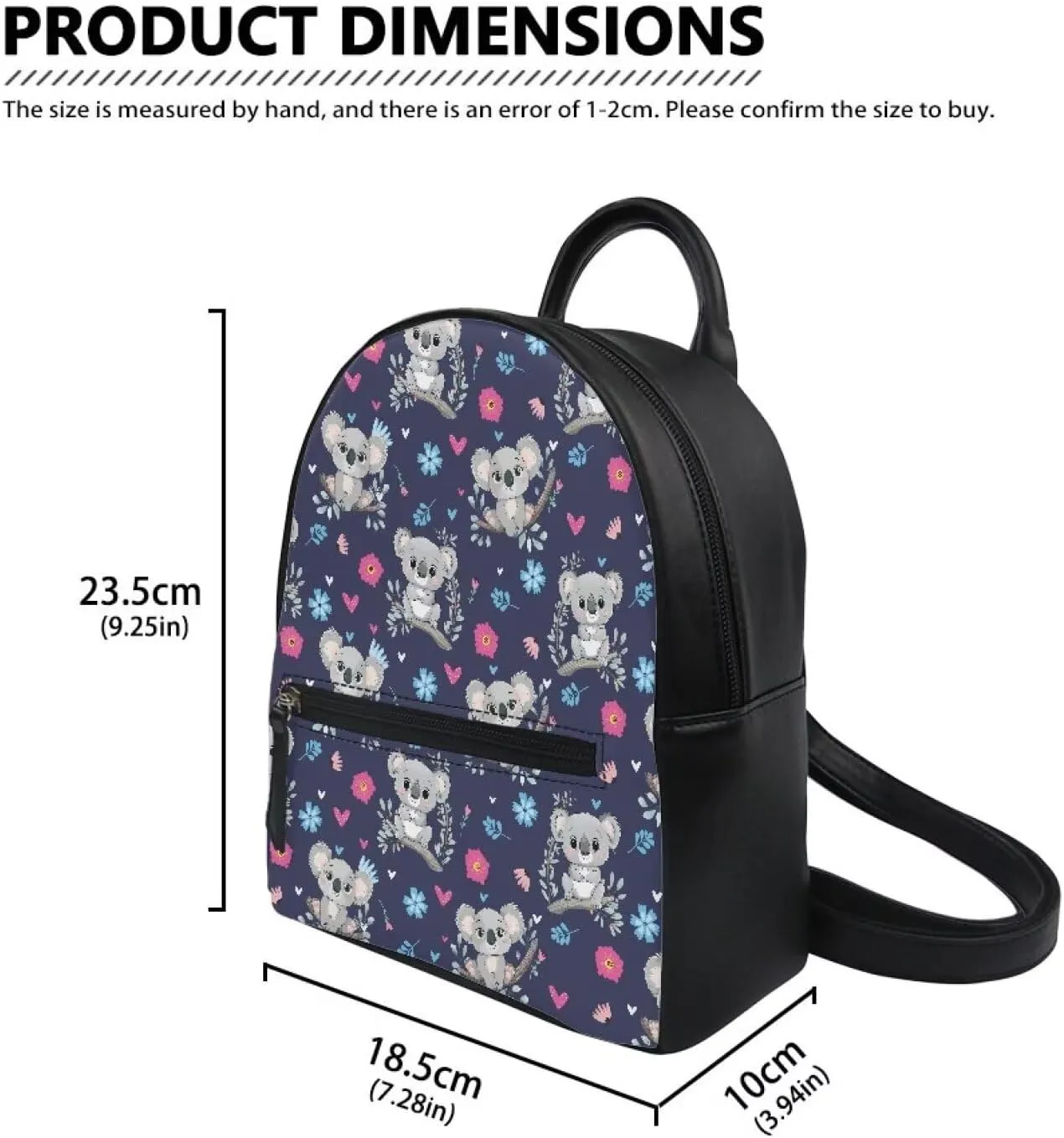 Cute Koala Print School Backpack for Teen Girls Small Bookbag Lightweight School Travel Shoulder Bag for Womens Casual Fashion Daypack,Blue