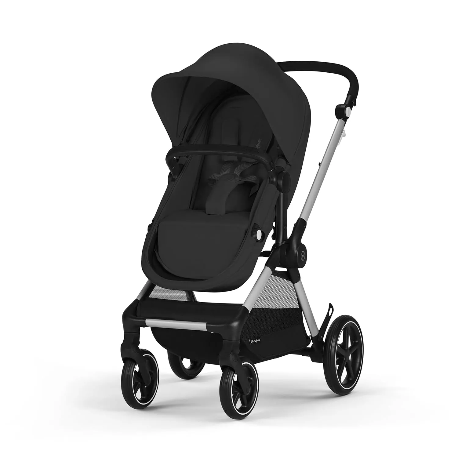 Cybex EOS 5-in-1 Travel System Stroller   Lightweight Aton G Swivel Infant Car Seat, Moon Black, Black Frame