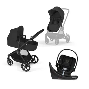 Cybex EOS 5-in-1 Travel System Stroller   Lightweight Aton G Swivel Infant Car Seat, Moon Black, Black Frame