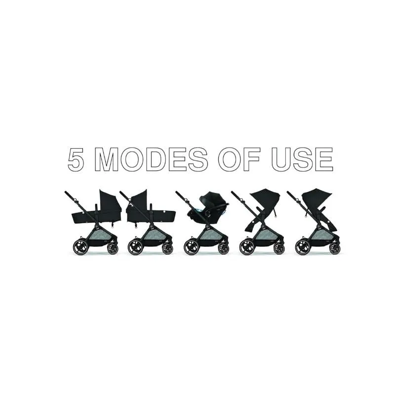 Cybex - Eos 5-In-1 Travel System Stroller Silver Frame   Aton G Swivel Infant Car Seat With Sensorsafe, Moon Black