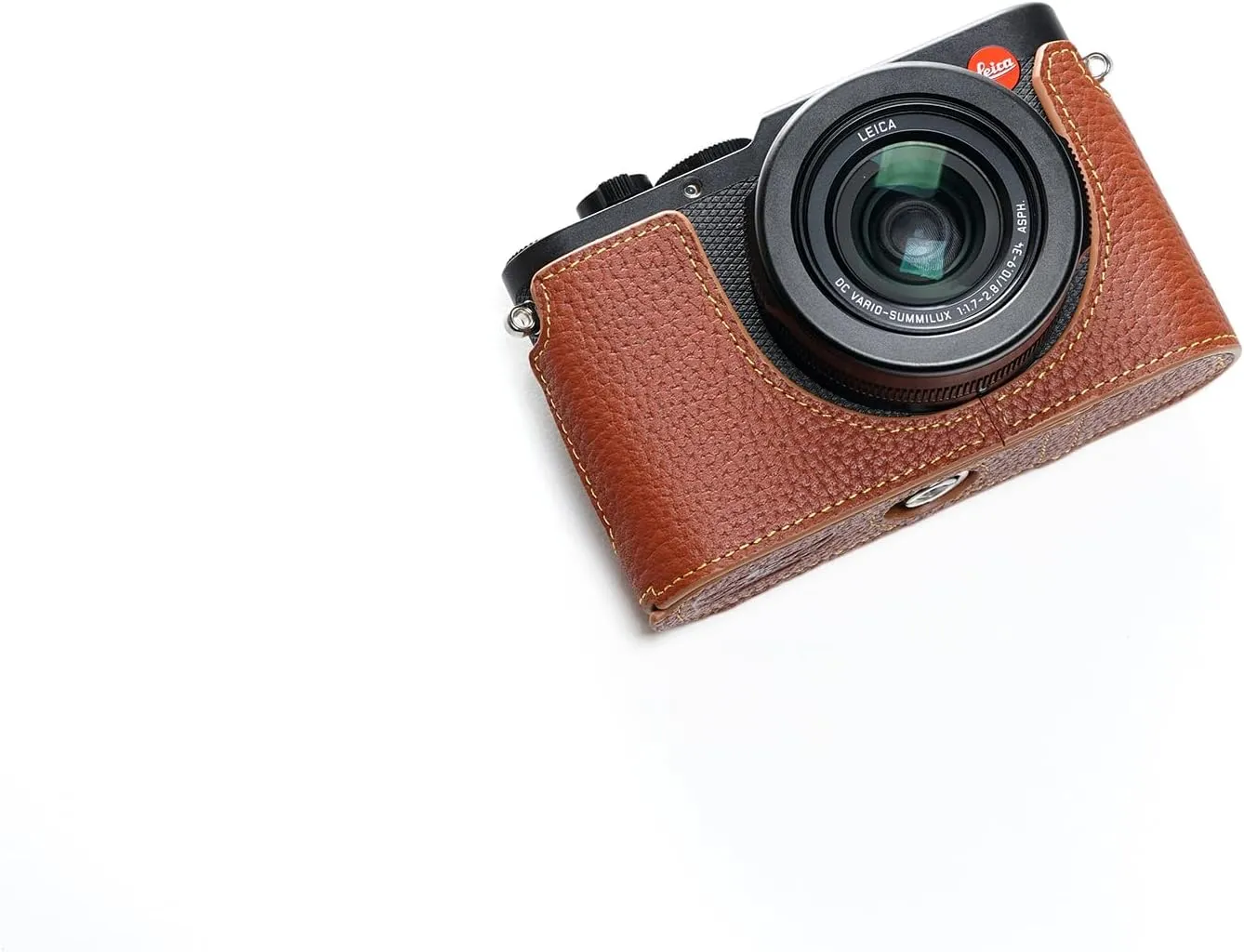 D-Lux 8 Camera Case, Handmade Genuine Real Leather Half Camera Case Bag Cover for Leica D-Lux 8 Camera Bottom Opening Version   Hand Strap (Brown)