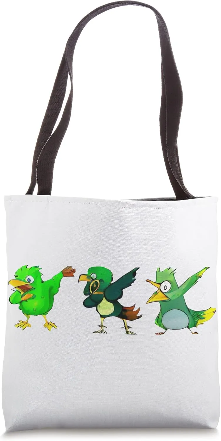Dabbing Cartoon Birds (AI Generated Art) Funny Meme Humor Tote Bag