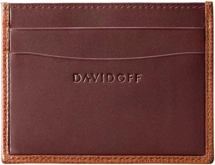 DAVIDOFF Leather Credit Card Holder in Chestnut