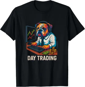 Day Trading Bulldog Crypto Meme Finance Trader T-Shirt