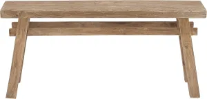 Deco 79 Reclaimed Wood Handmade Home Bench Distressed Entryway Bench with High Trestle Legs, Bedroom Bench 47" x 12" x 21", Brown