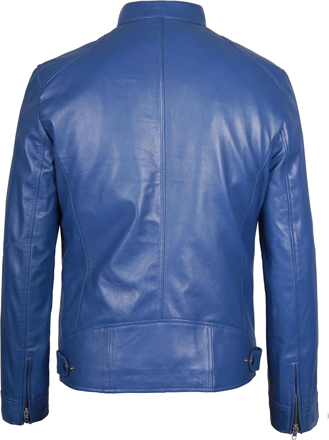Decrum Mens Leather Jacket - Cafe Racer Style Real Lambskin Leather Jacket Men