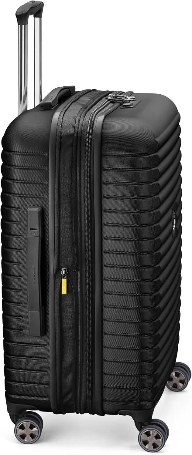 DELSEY PARIS Cruise 3.0 Hardside Expandable Luggage with Spinner Wheels, Black, Checked-Medium 24 Inch
