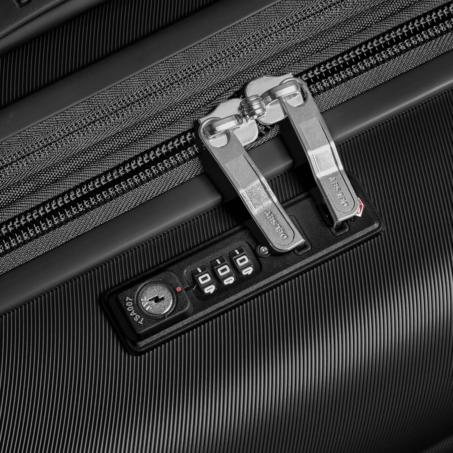 DELSEY PARIS Cruise 3.0 Hardside Expandable Luggage with Spinner Wheels, Black, Checked-Medium 24 Inch