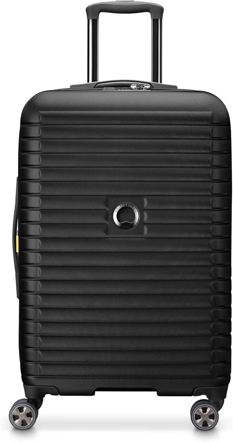 DELSEY PARIS Cruise 3.0 Hardside Expandable Luggage with Spinner Wheels, Black, Checked-Medium 24 Inch