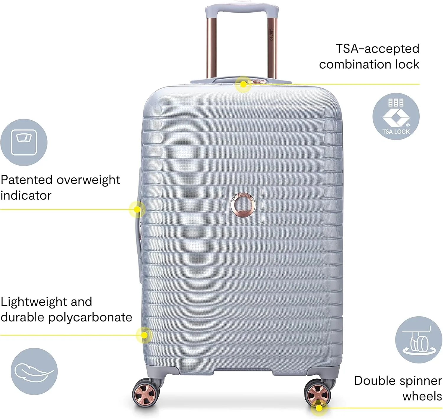 DELSEY PARIS Cruise 3.0 Hardside Expandable Luggage with Spinner Wheels, Blue, 3 Piece Set (21/24/28)