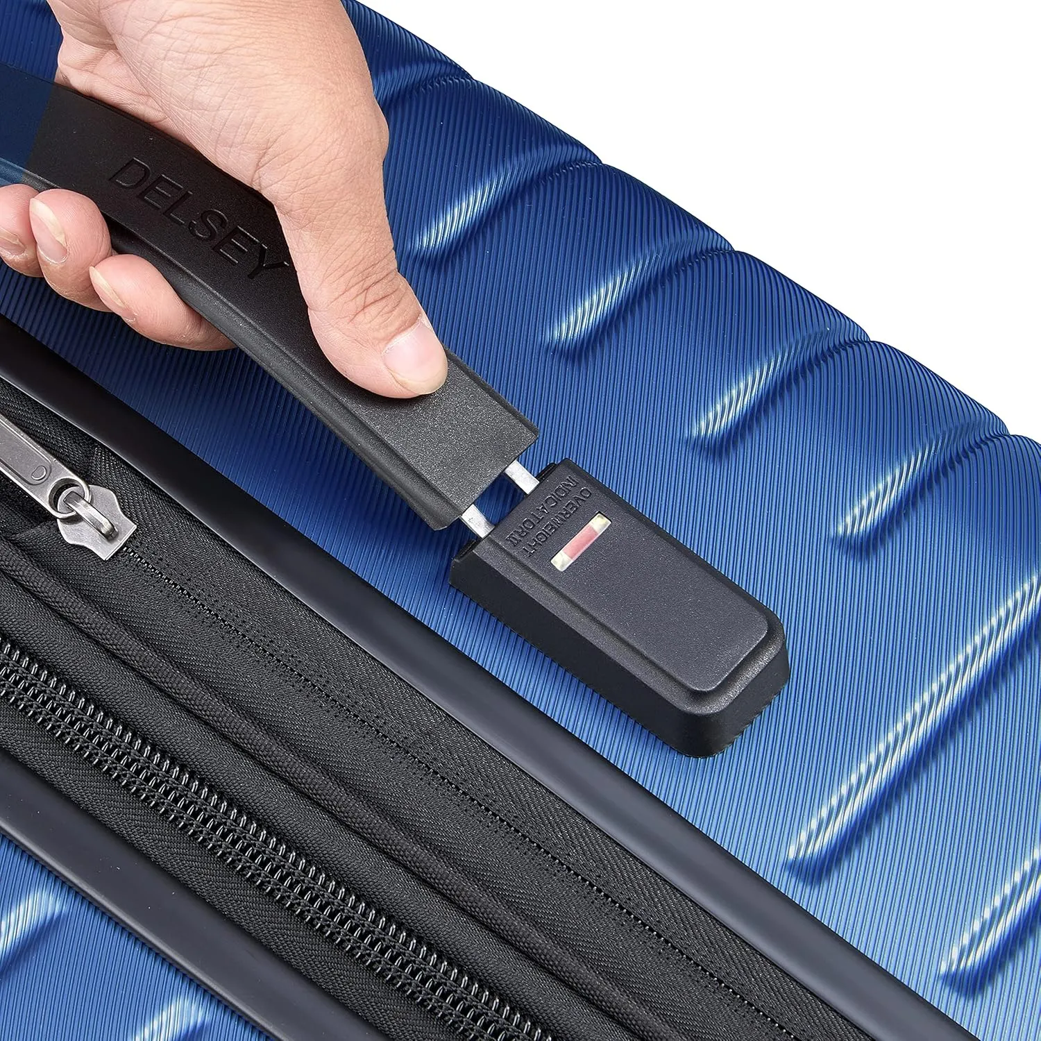 DELSEY PARIS Cruise 3.0 Hardside Expandable Luggage with Spinner Wheels, Blue, Checked-Large 28 Inch