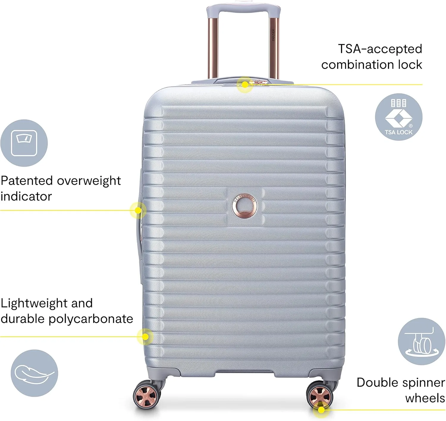 DELSEY PARIS Cruise 3.0 Hardside Expandable Luggage with Spinner Wheels, Blue, Checked-Large 28 Inch
