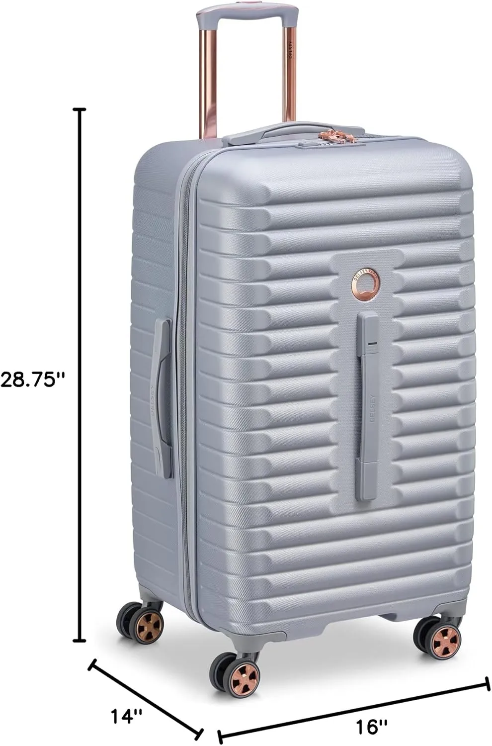 DELSEY PARIS Cruise 3.0 Hardside Expandable Luggage with Spinner Wheels, Platinum, Checked 26 Inch Trunk