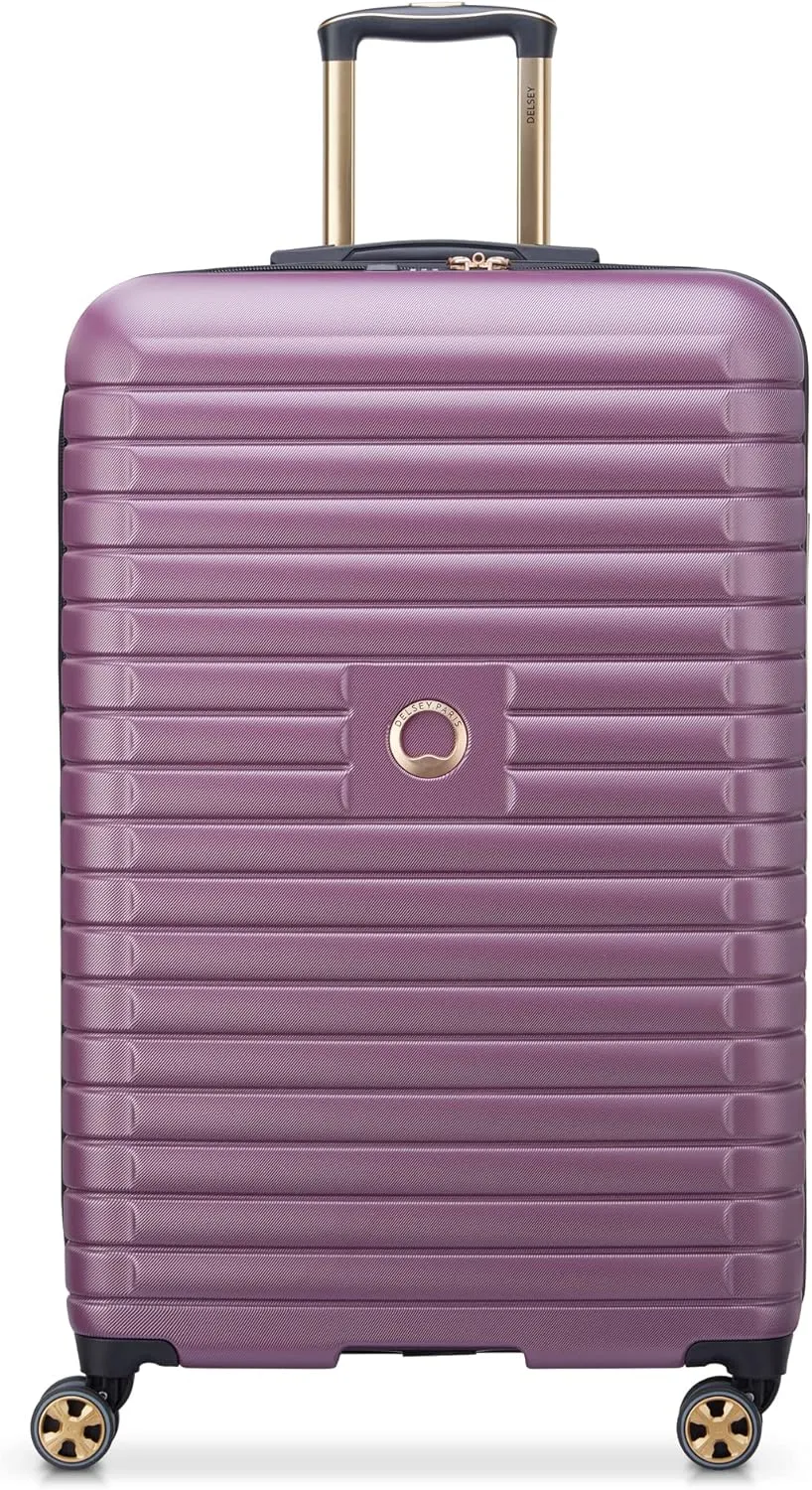 DELSEY PARIS Cruise 3.0 Hardside Expandable Luggage with Spinner Wheels, Plum, Checked-Large 28 Inch