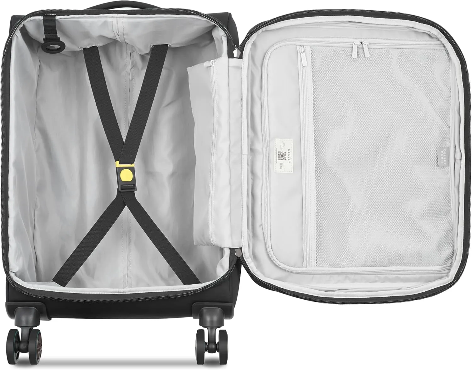 DELSEY Paris Cruise 3.0 Softside Expandable Luggage with Spinner Wheels, Black, Carry On 20 Inch