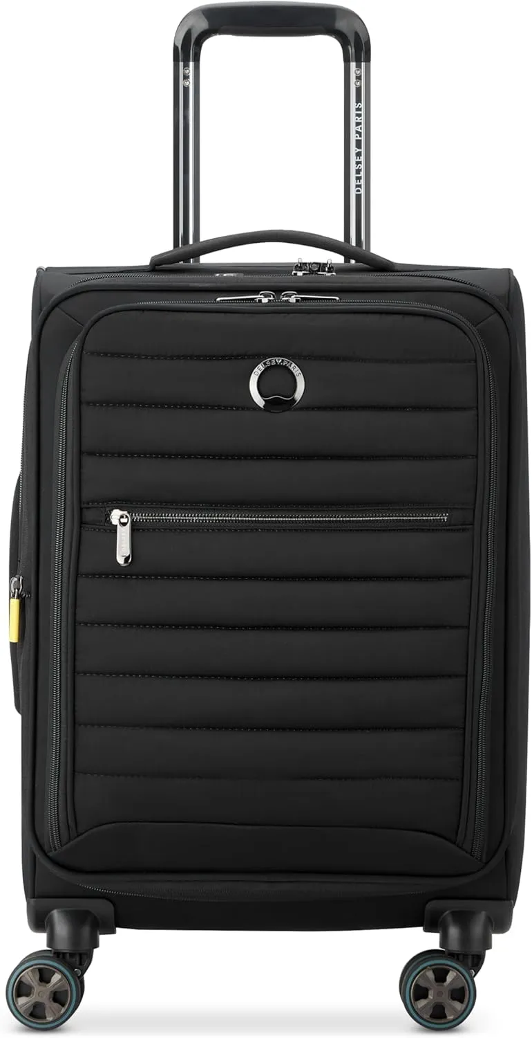 DELSEY Paris Cruise 3.0 Softside Expandable Luggage with Spinner Wheels, Black, Carry On 20 Inch
