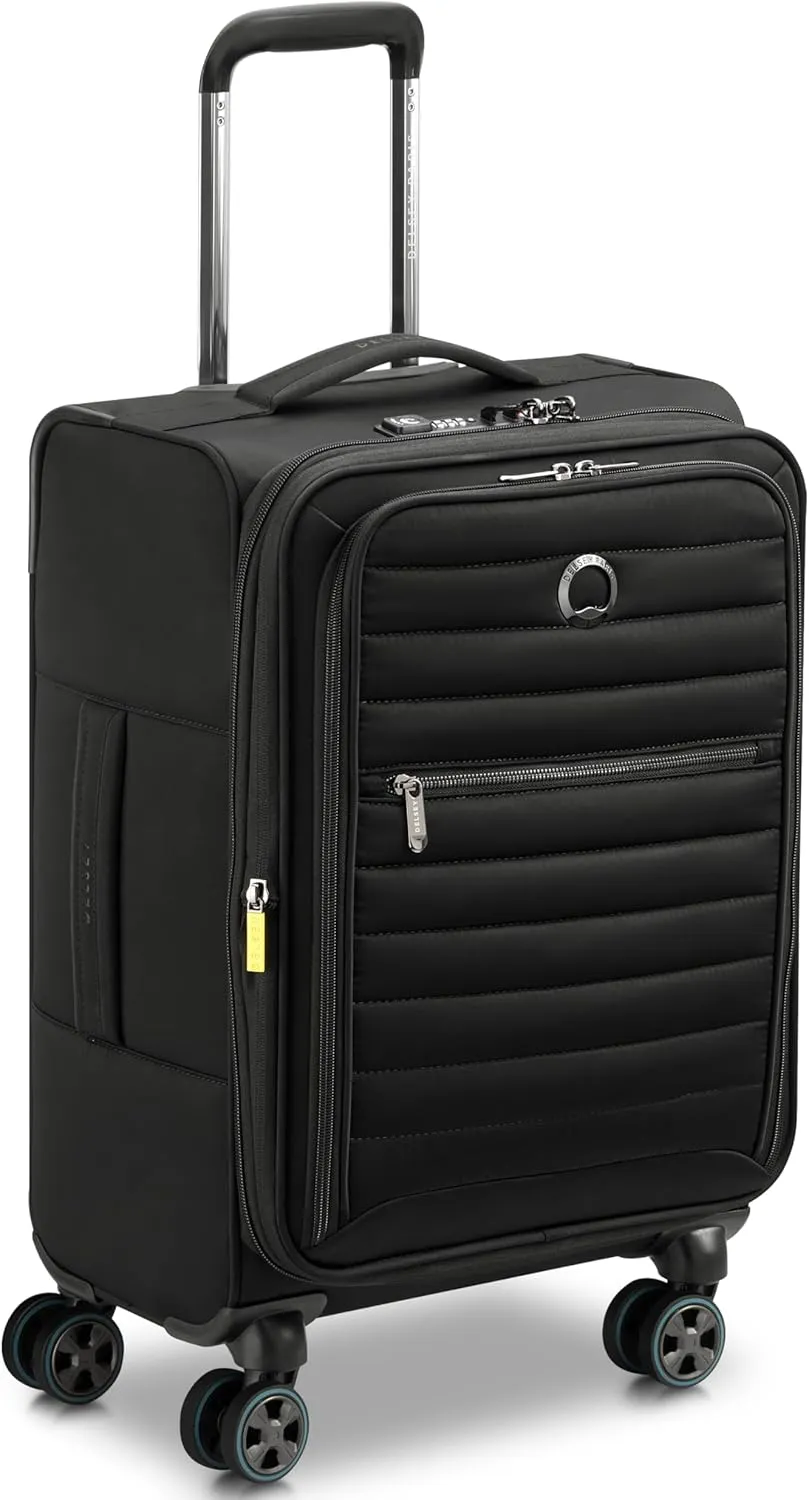 DELSEY Paris Cruise 3.0 Softside Expandable Luggage with Spinner Wheels, Black, Carry On 20 Inch