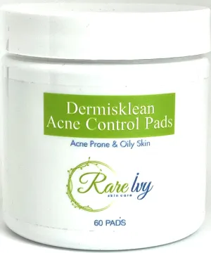 Dermisklean Acne Control Pads- Perfect Glycolic Acid Pads for Acne Treatment and Oil Control -Exfoliating Facial Pad Hydrates and Removes Whiteheads, Blackheads, Popped Pimples 60 pads