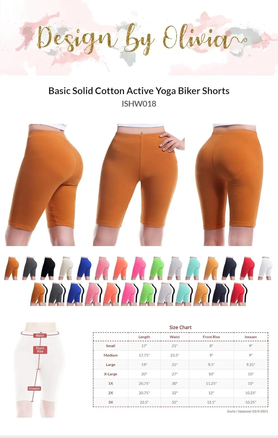 Design by Olivia Women's Basic High Waisted Active Yoga Soft Biker Shorts