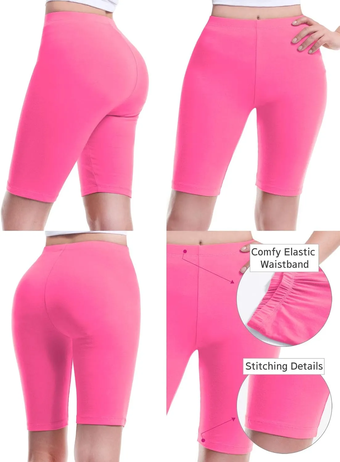 Design by Olivia Women's Basic High Waisted Active Yoga Soft Biker Shorts