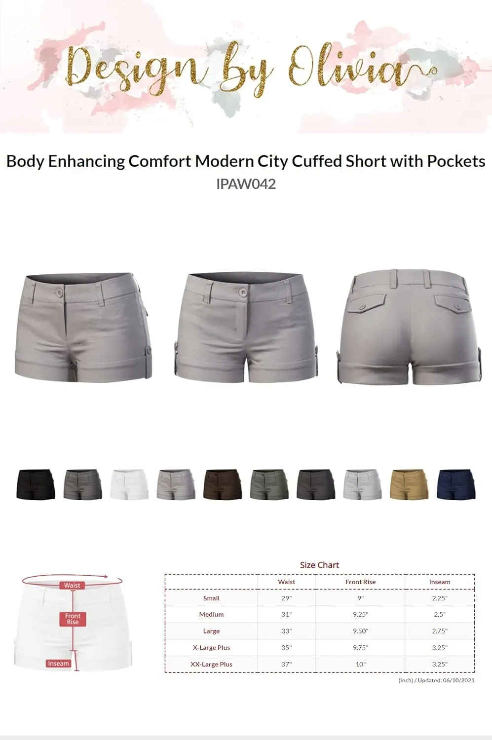 Design by Olivia Women's Body Enhancing Comfort Modern City Cuffed Short with Pockets