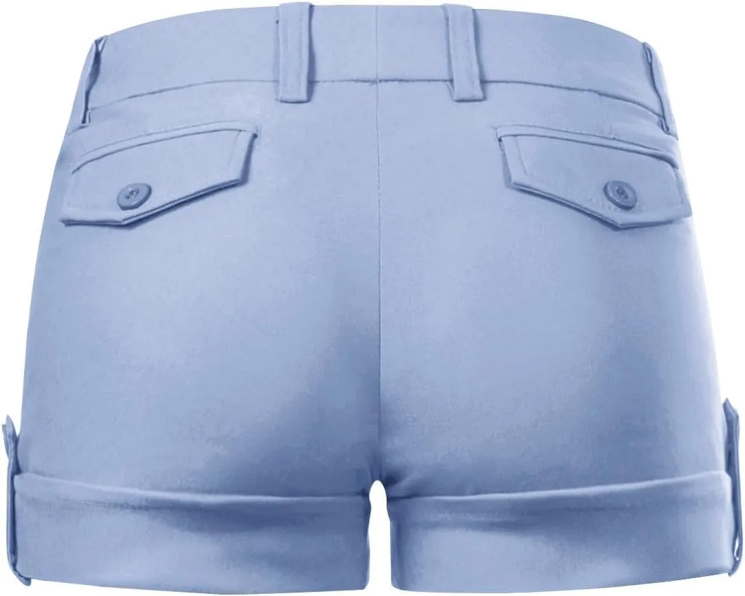 Design by Olivia Women's Body Enhancing Comfort Modern City Cuffed Short with Pockets