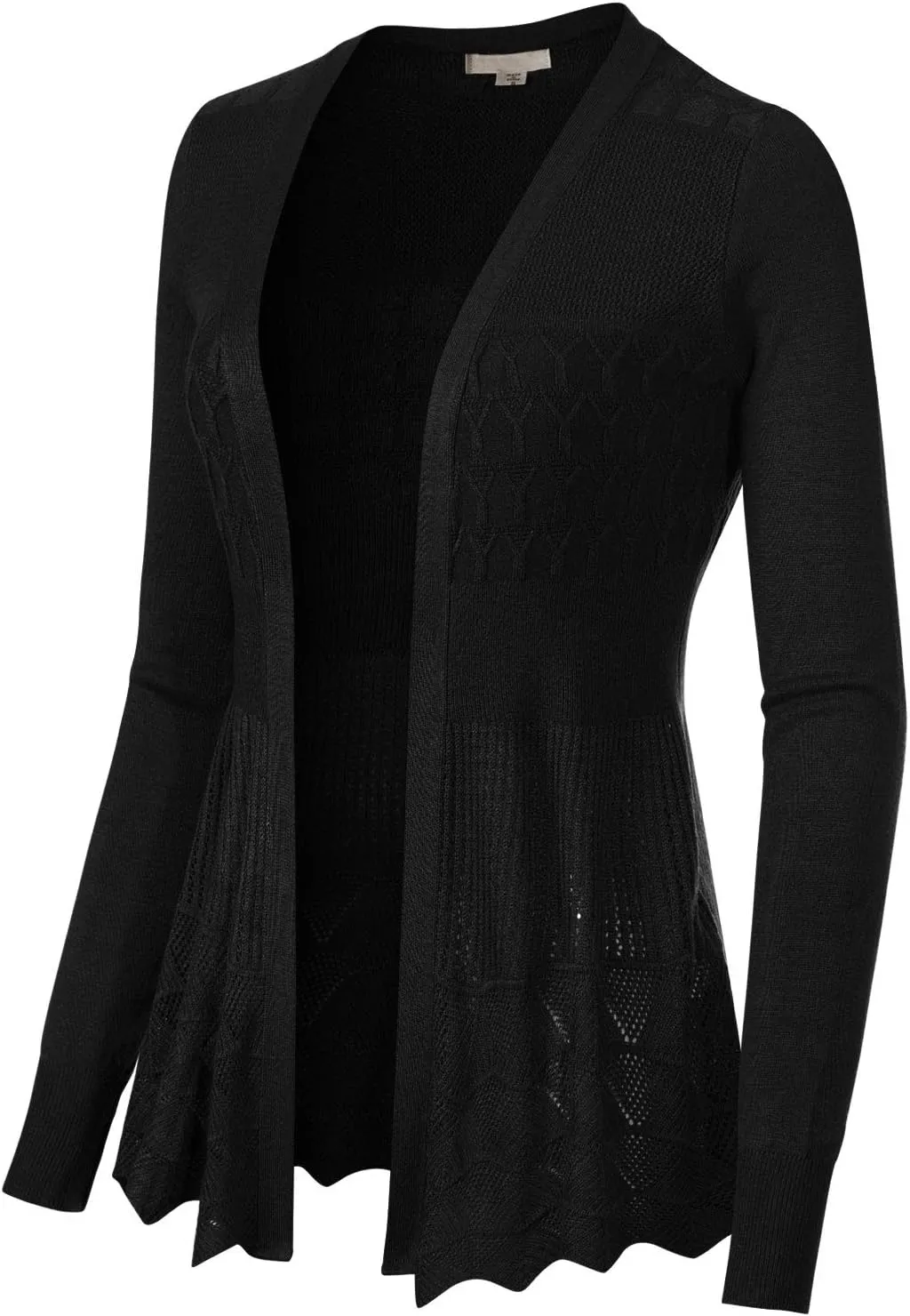 Design by Olivia Women's Long Sleeve Crochet Knit Draped Open Sweater Cardigan