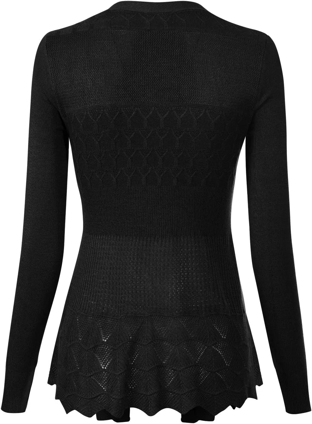 Design by Olivia Women's Long Sleeve Crochet Knit Draped Open Sweater Cardigan