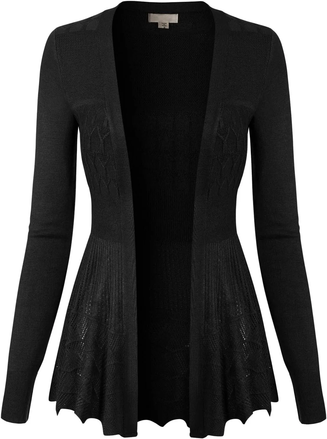 Design by Olivia Women's Long Sleeve Crochet Knit Draped Open Sweater Cardigan