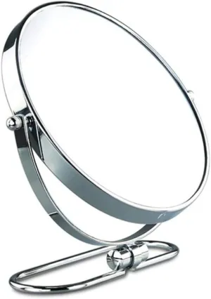Desktop Makeup Vanity Mirror,Two-Sided Beauty Mirror Multiple Magnification Cosmetic Mirror 360° Swivel Bathroom Mirror,Silver (Silver 10x) (Silver 1