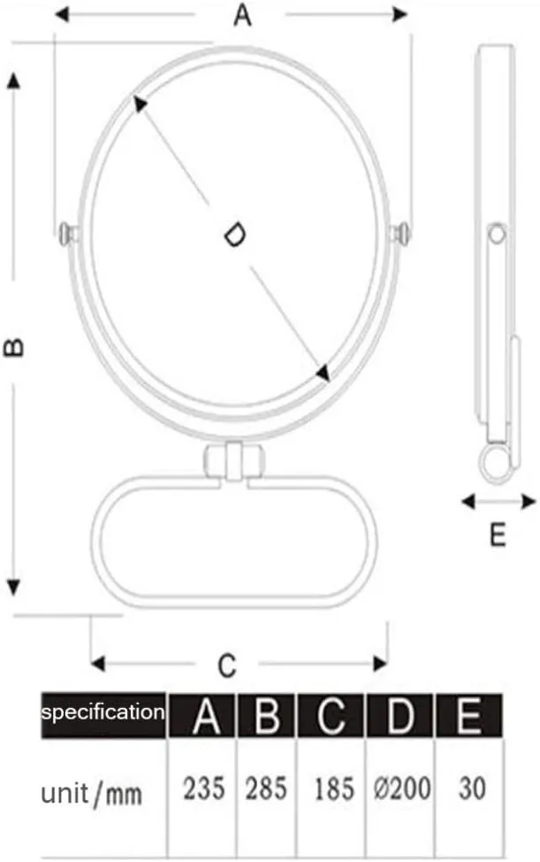 Desktop Makeup Vanity Mirror,Two-Sided Beauty Mirror Multiple Magnification Cosmetic Mirror 360° Swivel Bathroom Mirror,Silver (Silver 10x) (Silver 1