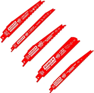 Diablo 14-Piece Bi-Metal Reciprocating Saw Blade Set - for Nail-Embedded Wood and Metal Cutting/Demolition Applications - DS0014S