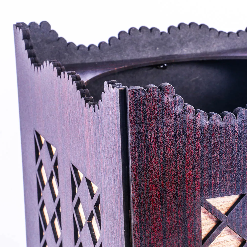 Diamond Design Wooden Basket