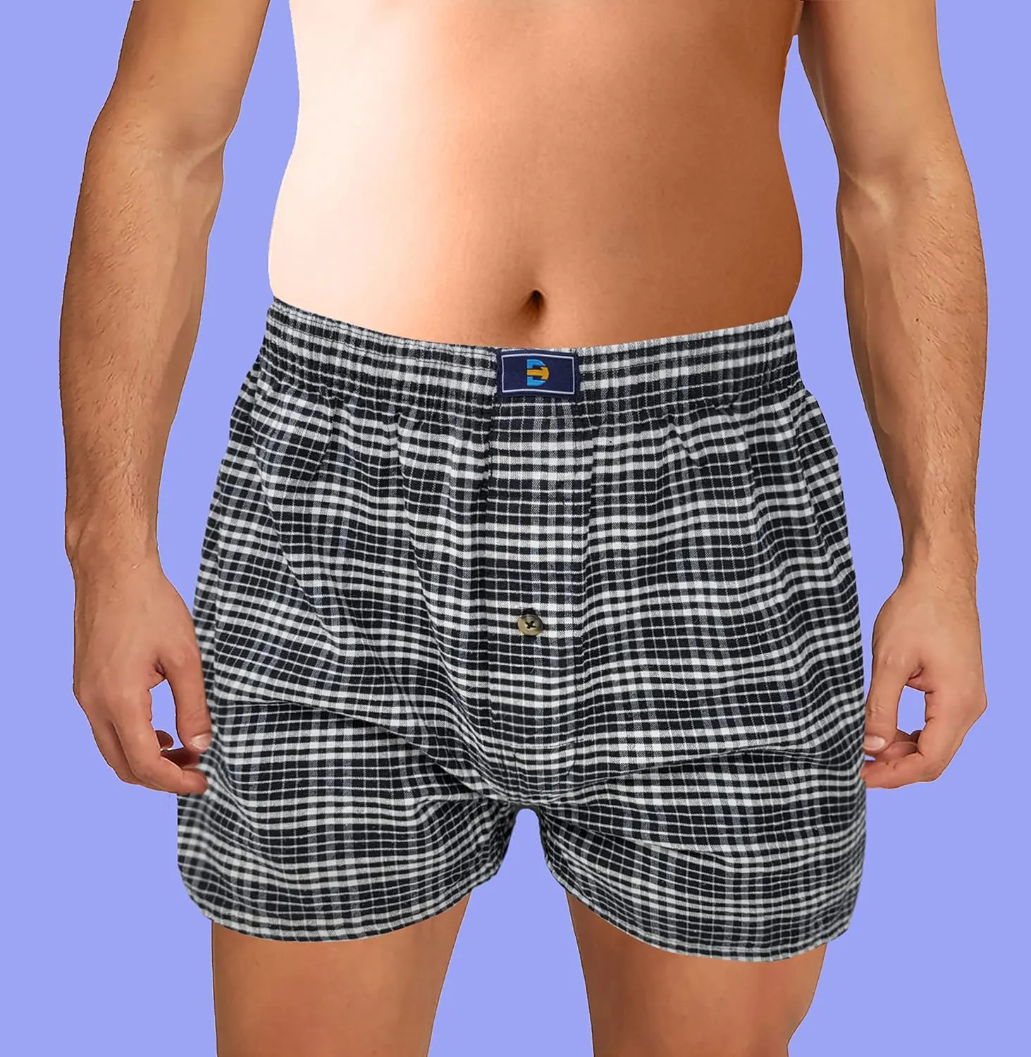 Different Touch Men's True Big and Tall USA Classic Design Plaid Woven Boxer Shorts Underwear (6 Pack)