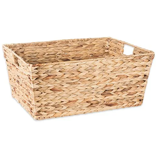 DII Natural Water Hyacinth Storage Basket with Handles, Beige