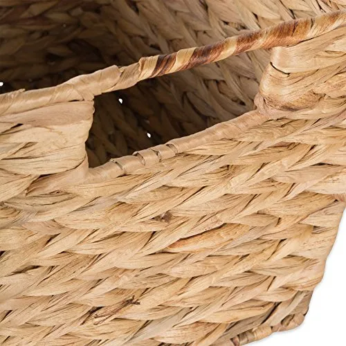 DII Natural Water Hyacinth Storage Basket with Handles, Beige