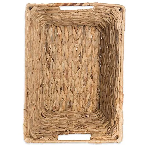 DII Natural Water Hyacinth Storage Basket with Handles, Beige