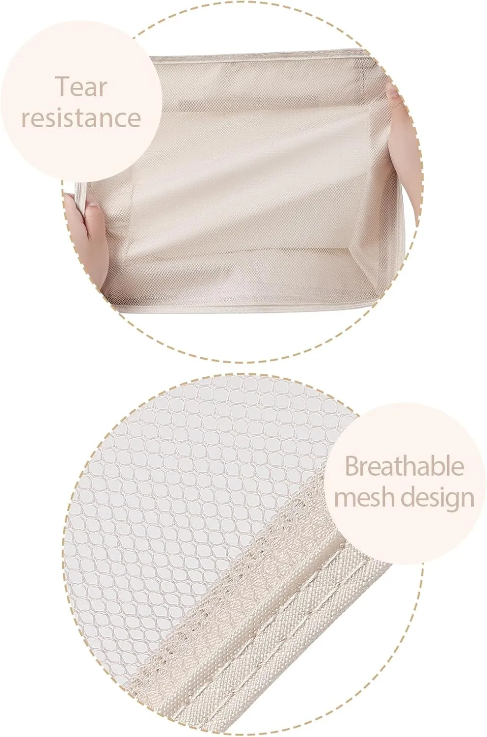 DIMJ Packing Cubes for Travel - Organizer Bags Set for Carry on Suitcase Lightweight Travel Cubes for luggage with Large Toiletries Bag (Cream)
