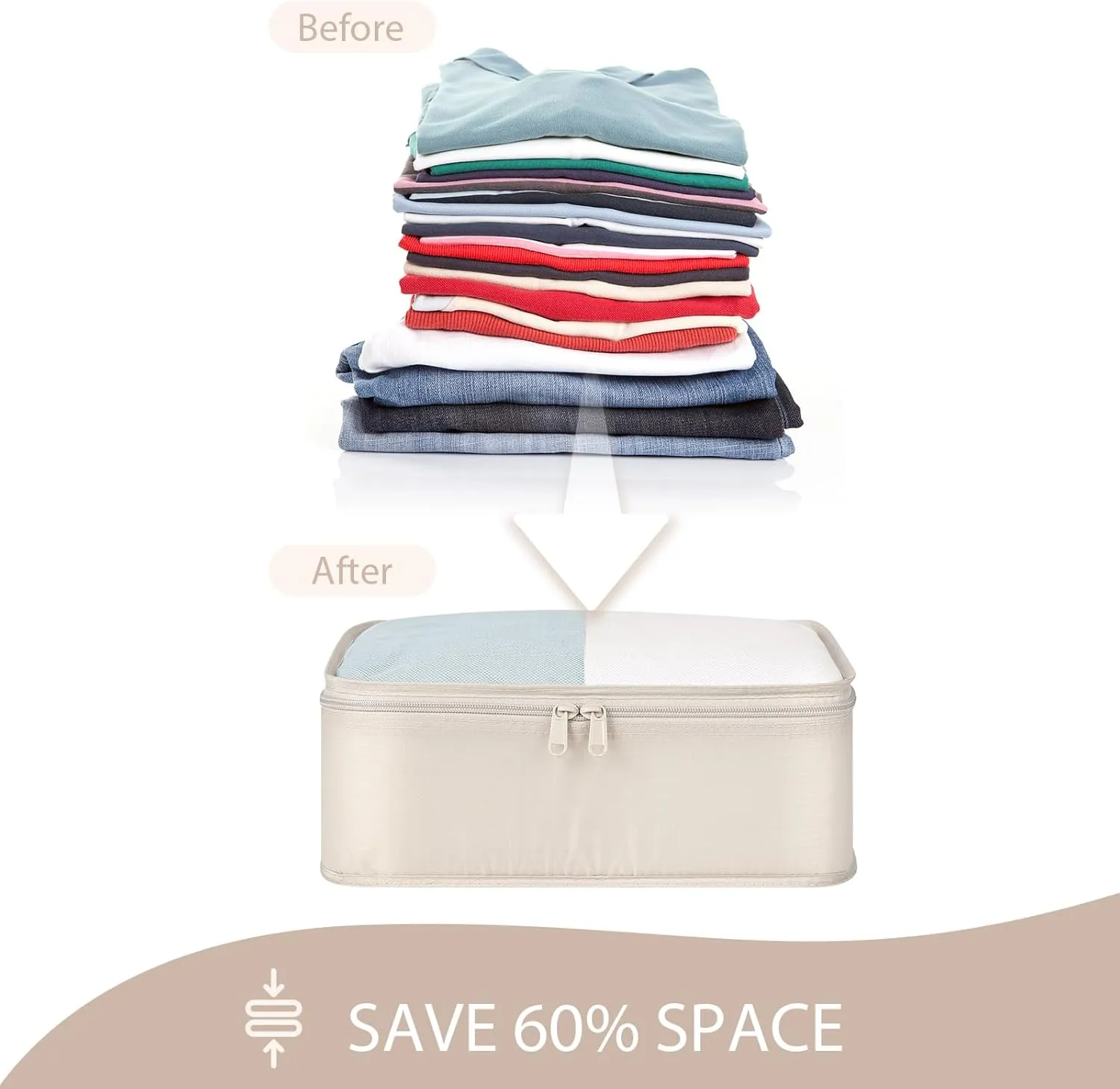 DIMJ Packing Cubes for Travel - Organizer Bags Set for Carry on Suitcase Lightweight Travel Cubes for luggage with Large Toiletries Bag (Cream)