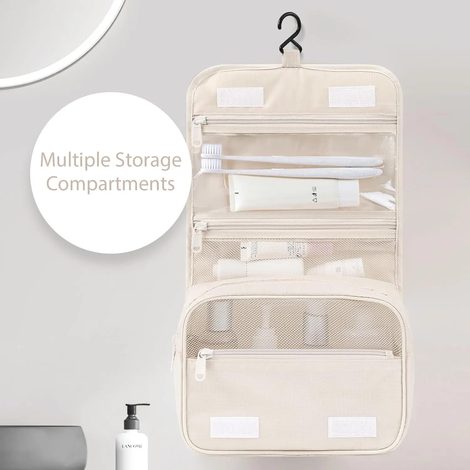 DIMJ Packing Cubes for Travel - Organizer Bags Set for Carry on Suitcase Lightweight Travel Cubes for luggage with Large Toiletries Bag (Cream)