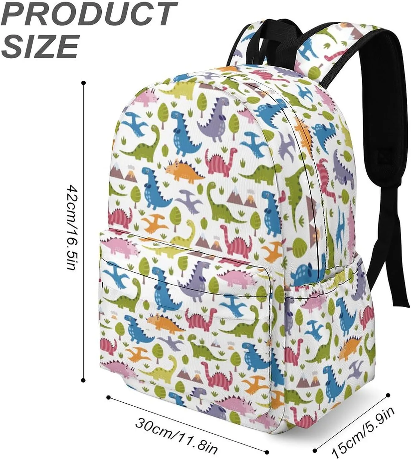 Dinosaurs Backpack for Kids Boys Girls 16 Inch Cartoon Dinosaurs Bookbag Travel Backpack