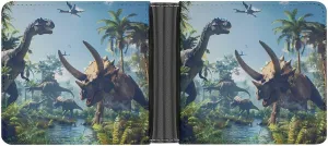 Dinosaurs Triceratops Pterosaur Leather Wallets for Men Slim Bifold Purse Clutch Double-Sided Printing
