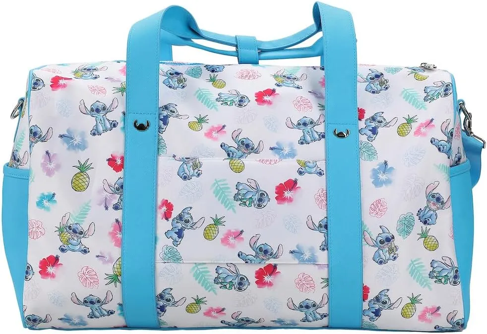 Disney Stitch Tropical Watercolor Print White 18" Duffle Bag