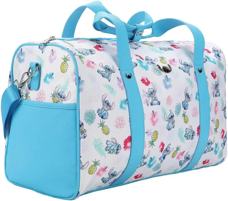 Disney Stitch Tropical Watercolor Print White 18" Duffle Bag